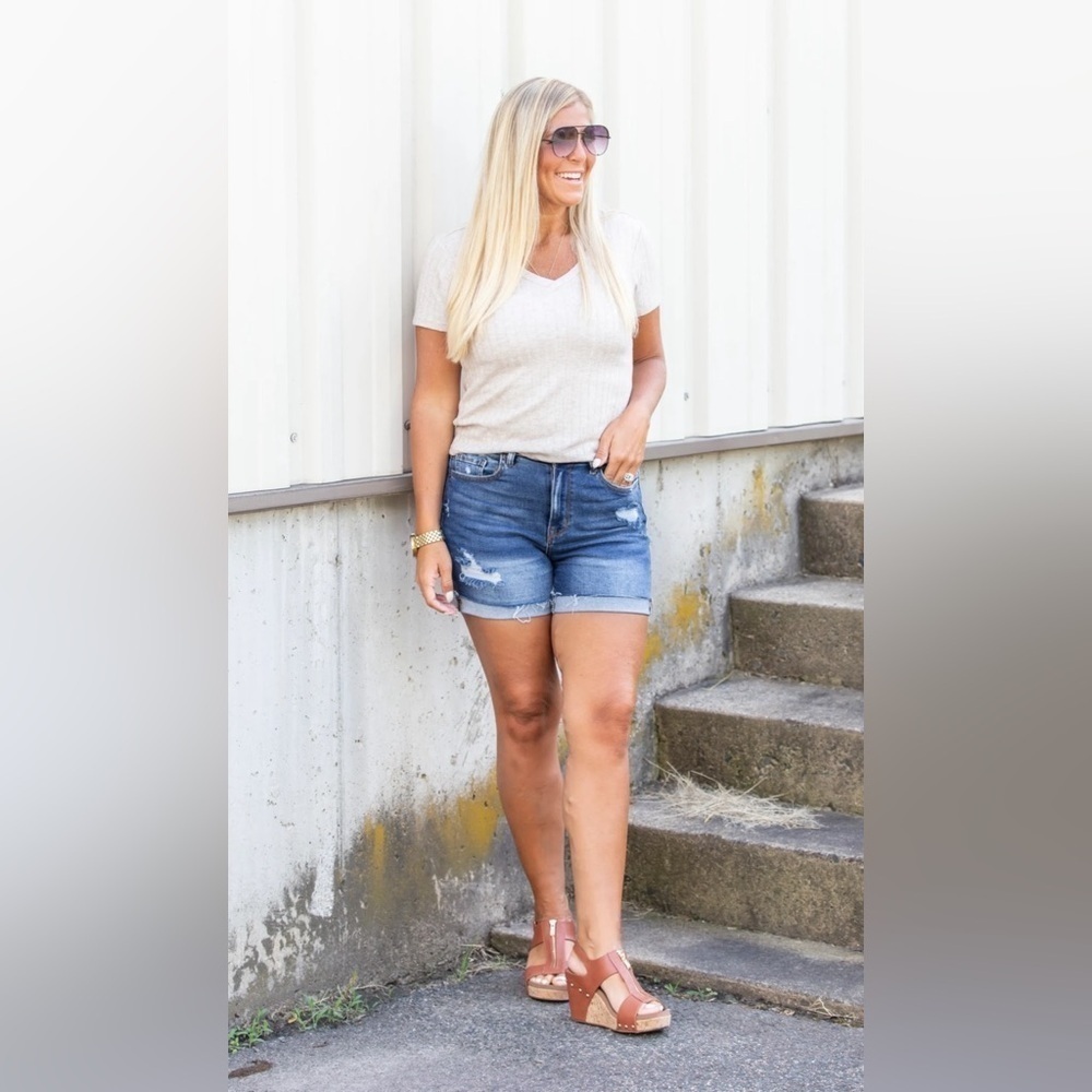 Summer Time Sunshine Zenana Distressed Denim Shorts